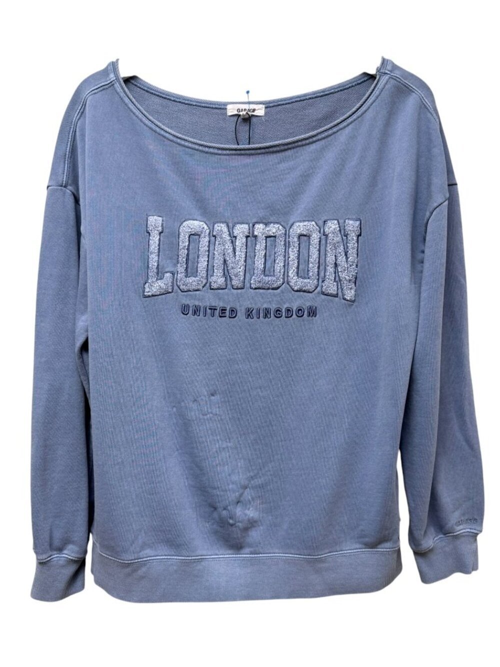 Garage Sweatshirt Size Small Blue London UK Design Pullover French Terry